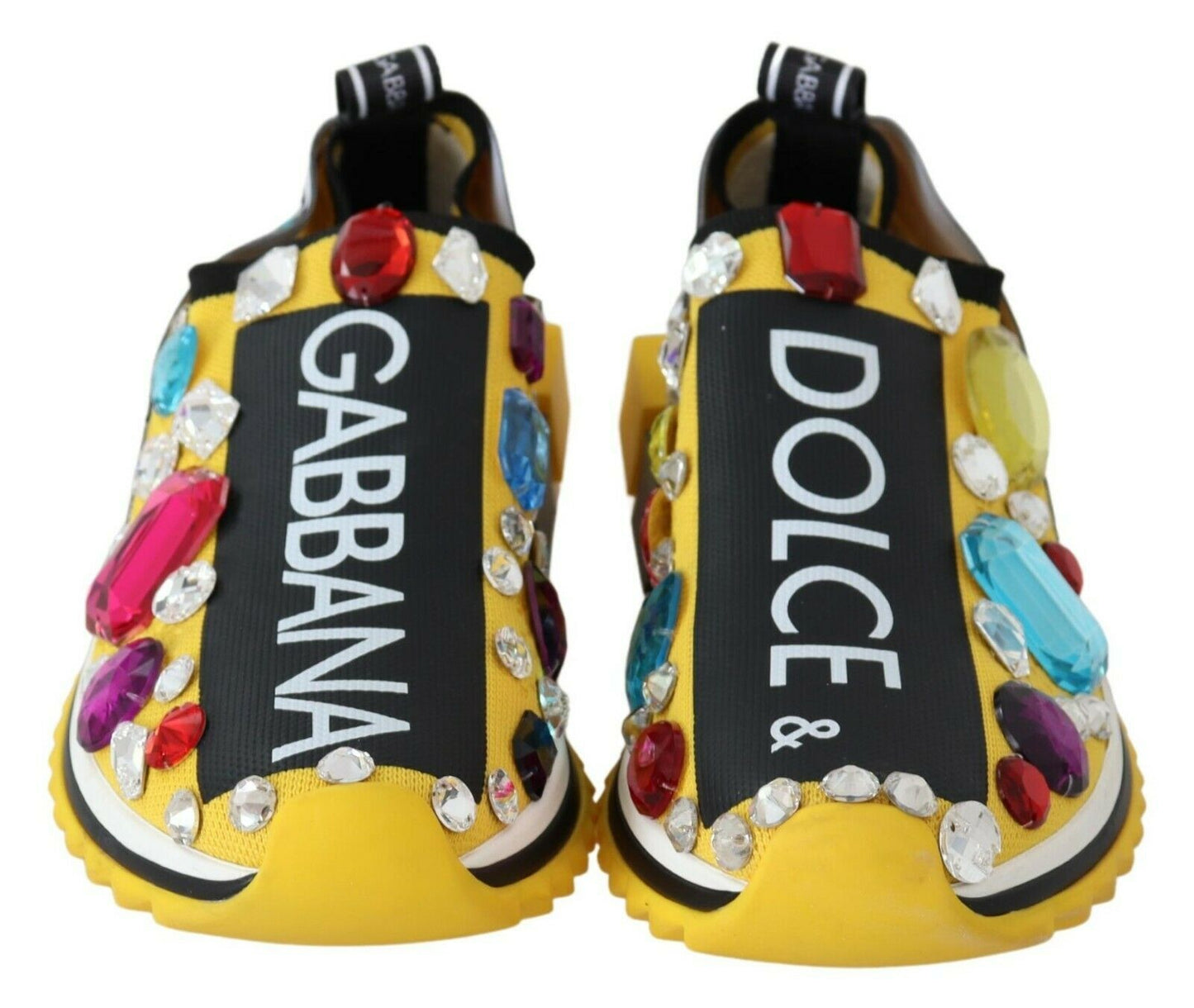 Gelbe Multicolor Kristalle Sneakers Schuhe