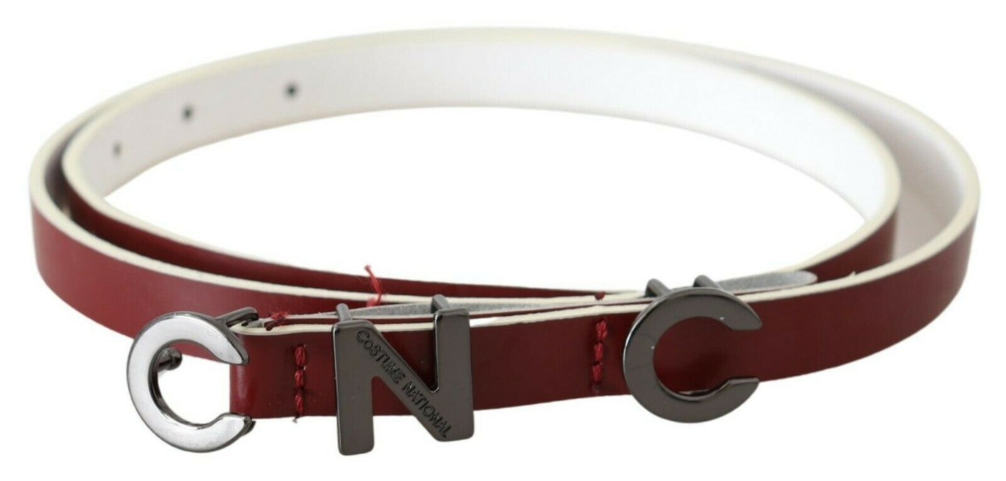 Kastanienbraune Skinny-Mode aus Leder mit Logo