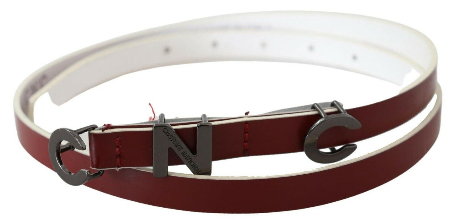Kastanienbraune Skinny-Mode aus Leder mit Logo