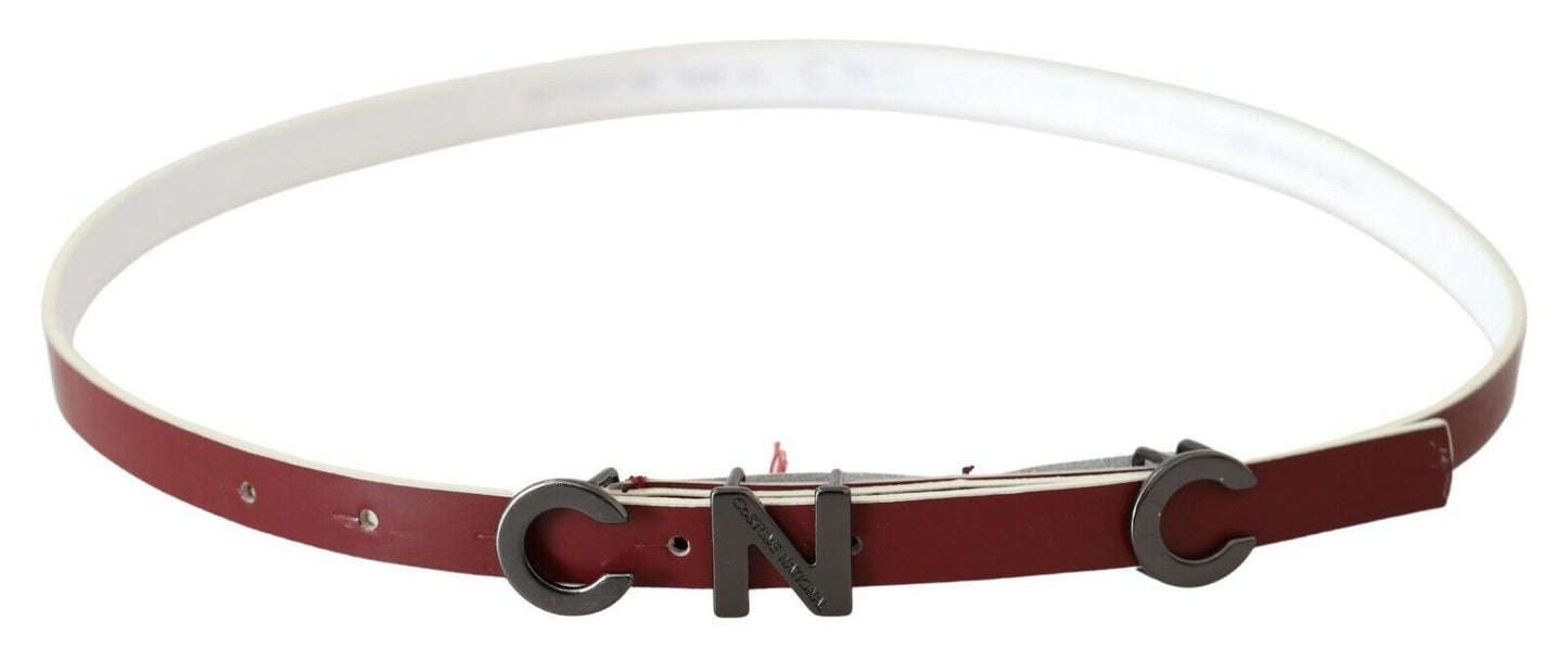 Kastanienbraune Skinny-Mode aus Leder mit Logo