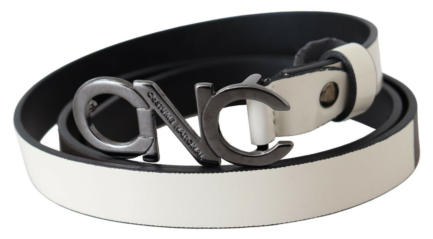 Gürtel – Metallic-Grauer Ledergürtel mit Logo