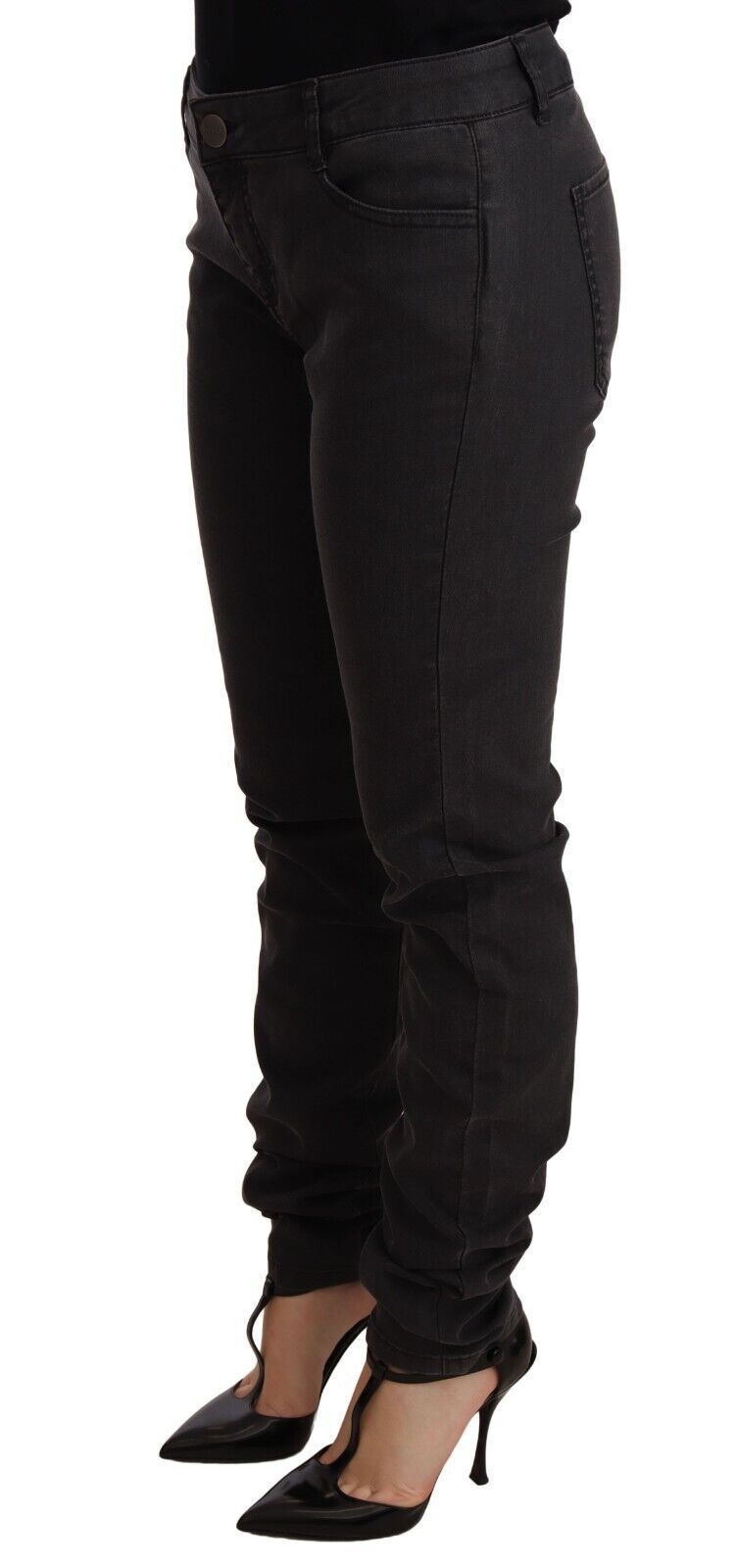Schwarze Skinny-Jeans aus Baumwollstretch mit mittlerer Taille für Damen