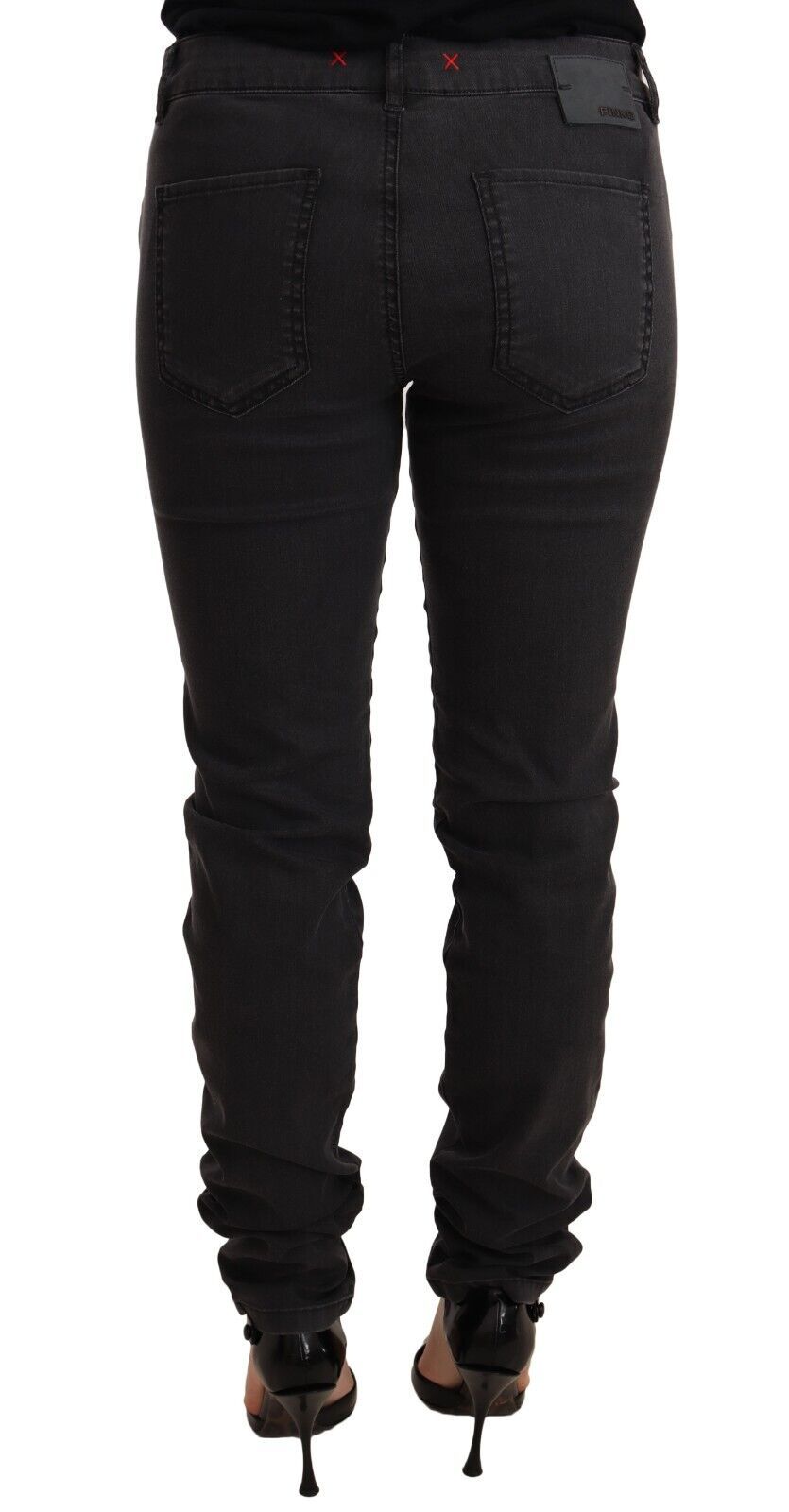 Schwarze Skinny-Jeans aus Baumwollstretch mit mittlerer Taille für Damen