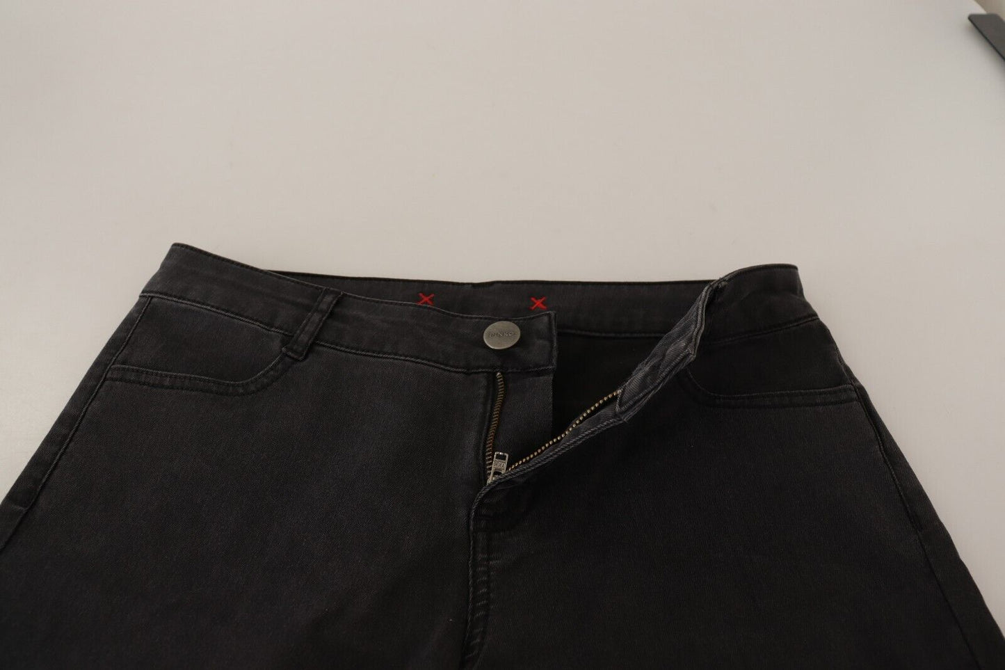 Schwarze Skinny-Jeans aus Baumwollstretch mit mittlerer Taille für Damen