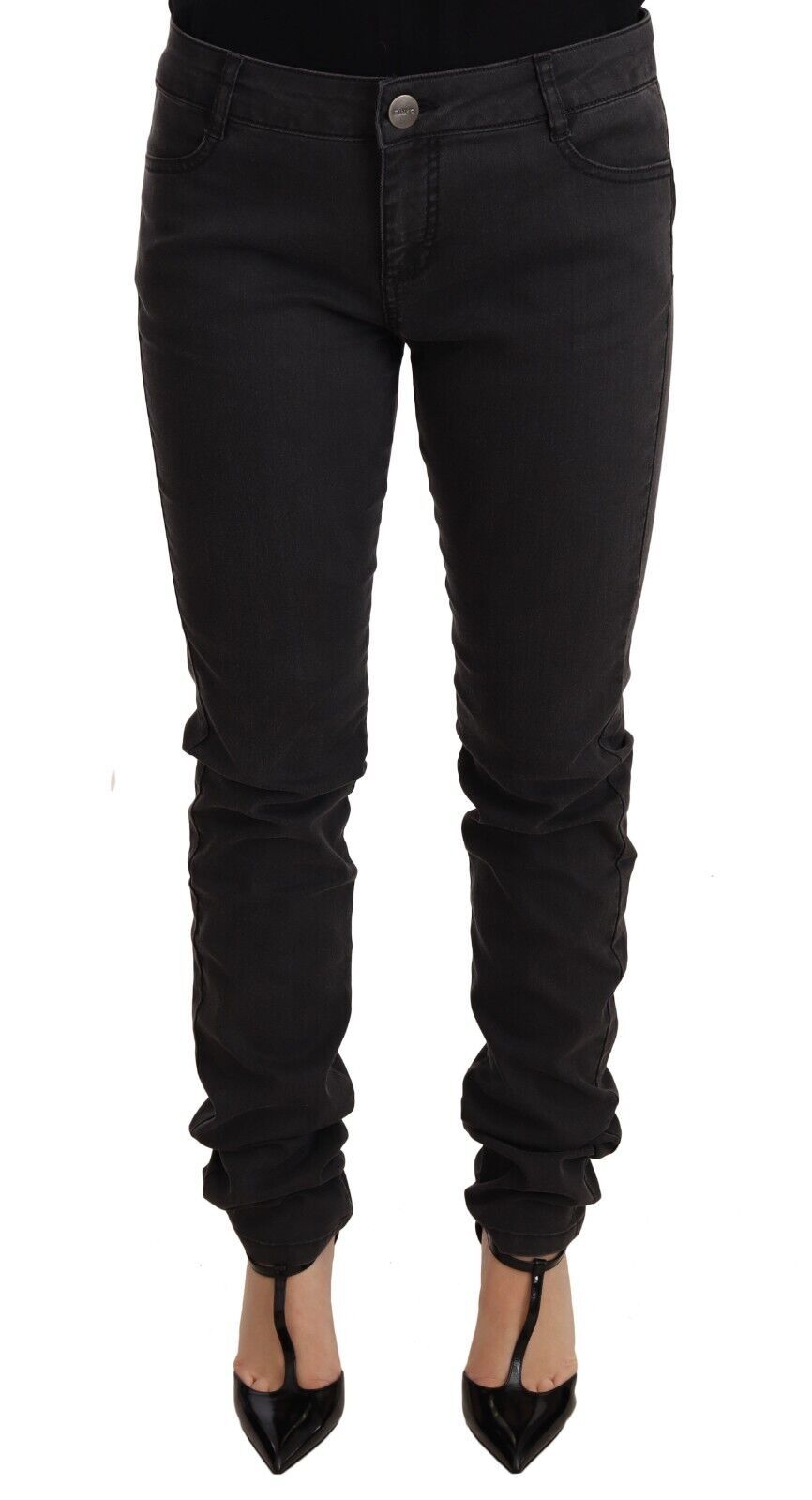 Schwarze Skinny-Jeans aus Baumwollstretch mit mittlerer Taille für Damen