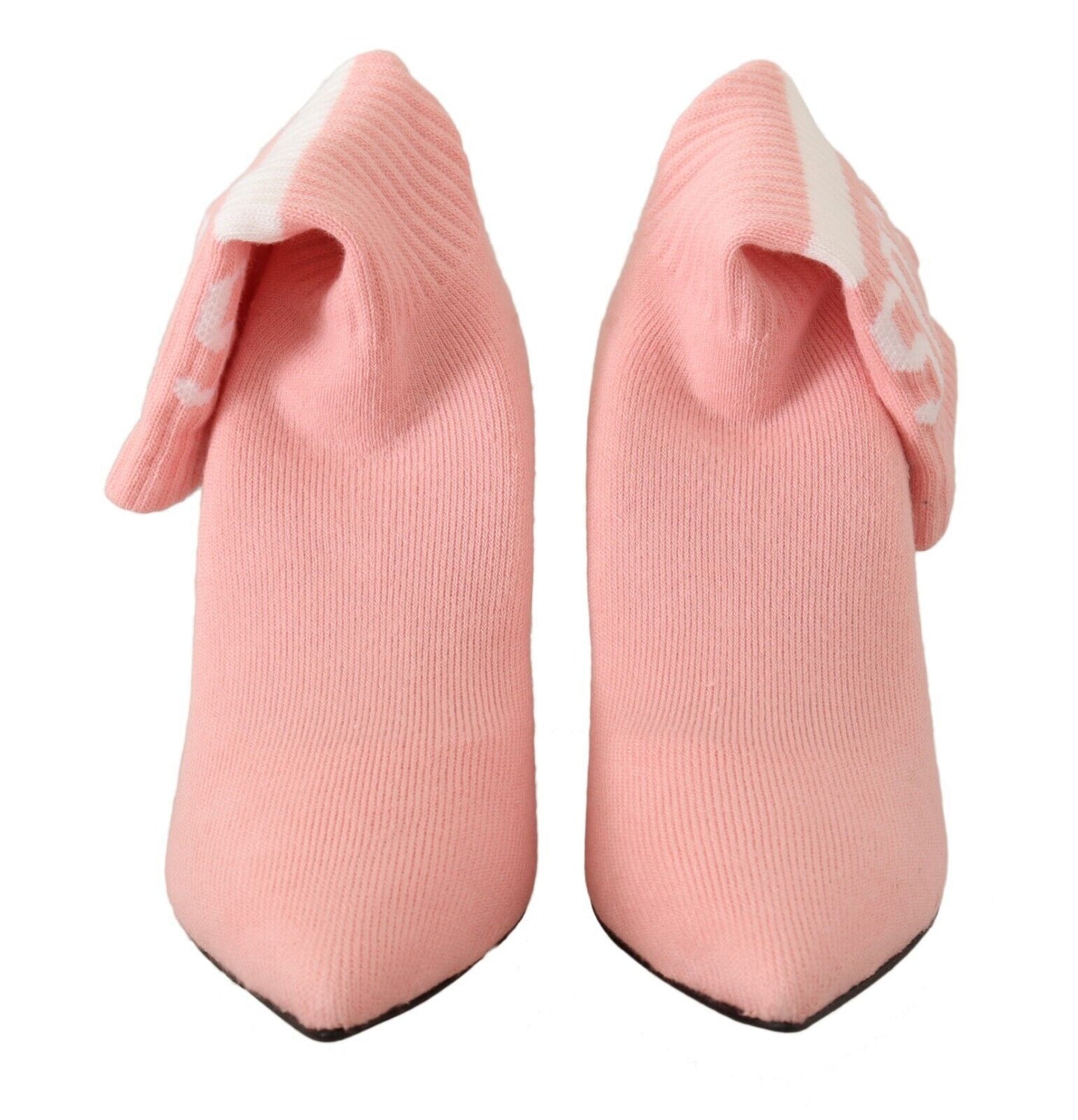 Rosa Wildleder Logo Socken Blockabsatz Stiefeletten Schuhe