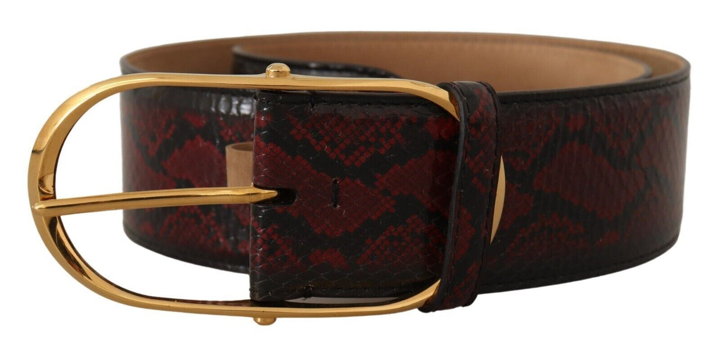 Roter Gürtel aus exotischem Leder mit ovaler Schnalle und Gold