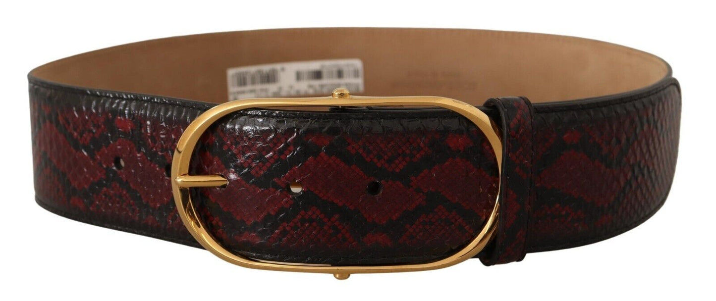 Roter Gürtel aus exotischem Leder mit ovaler Schnalle und Gold