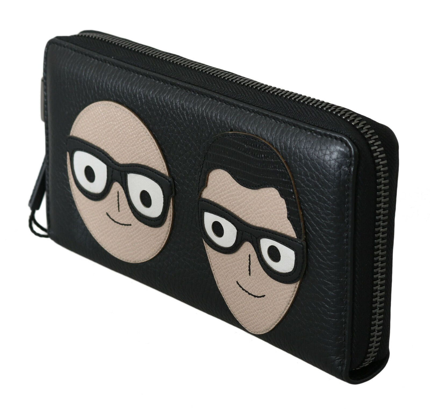 Schwarzes Leder #DGFAMILY Continental Herren-Geldbörse mit Reißverschluss