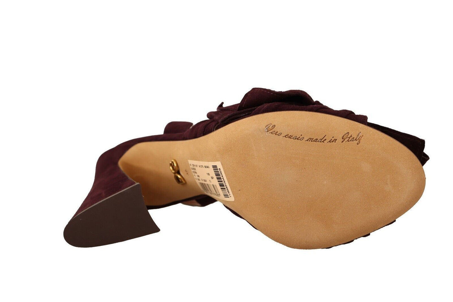 Dunkelviolette Wildleder-Sandalen mit Knöchelriemen