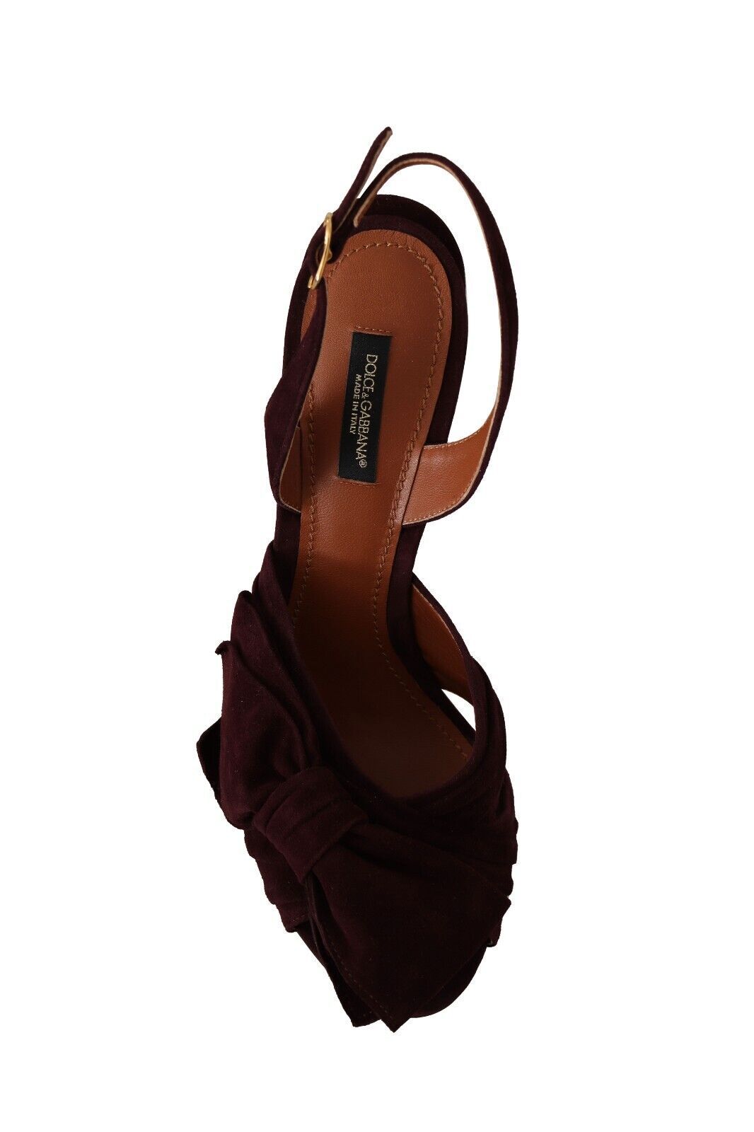 Dunkelviolette Wildleder-Sandalen mit Knöchelriemen