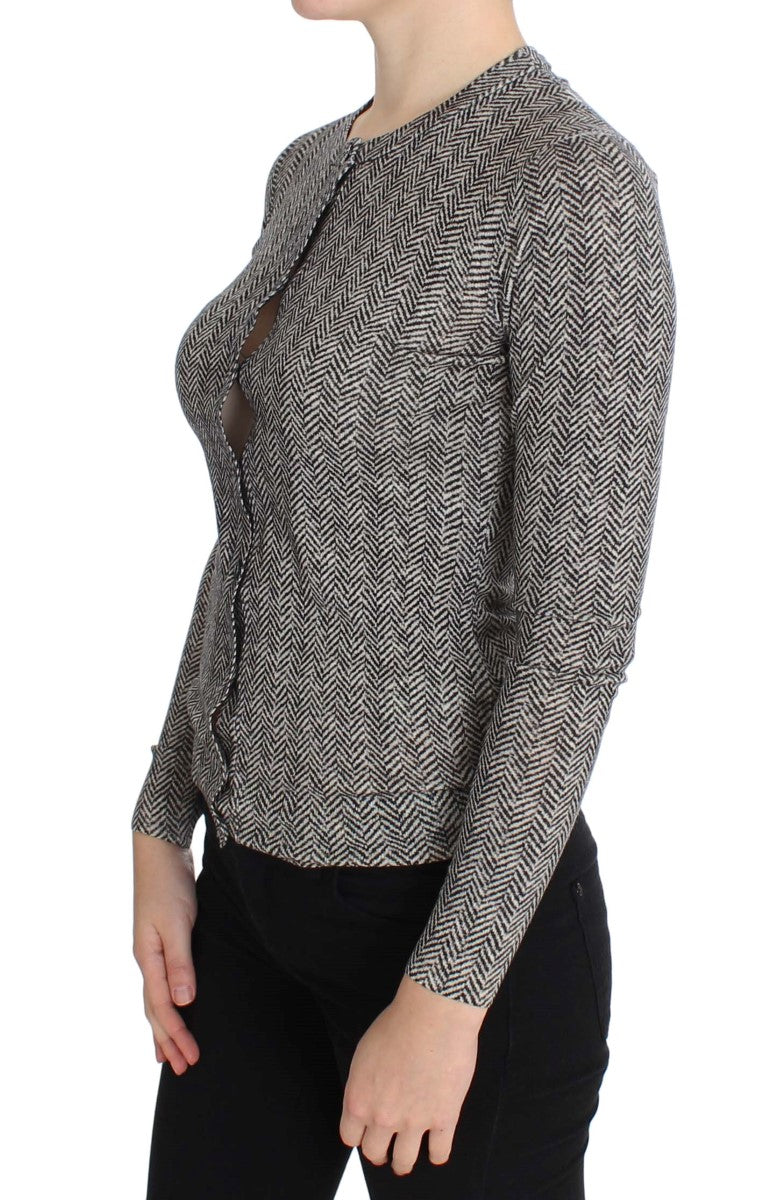 Schwarz-weißer Woll-Cardigan