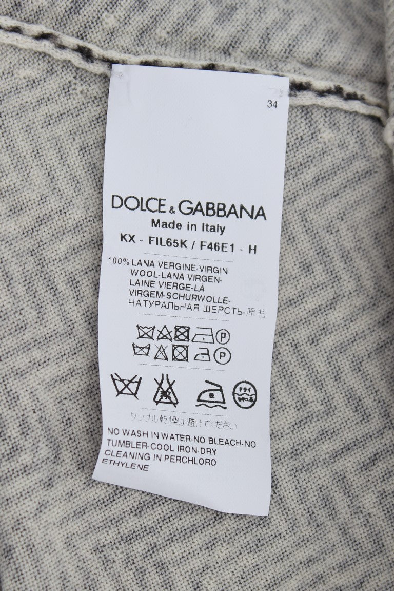 Schwarz-weißer Woll-Cardigan