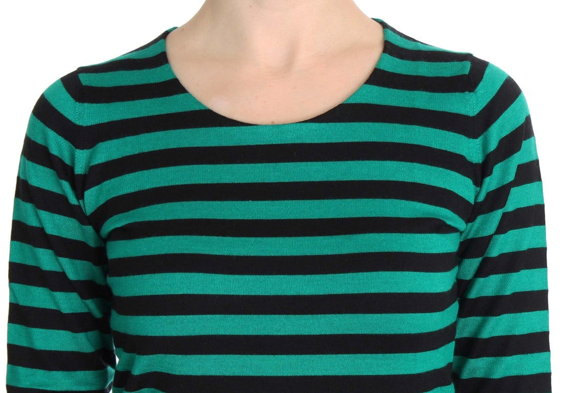 Grün-schwarzer Seiden-Kaschmirpullover