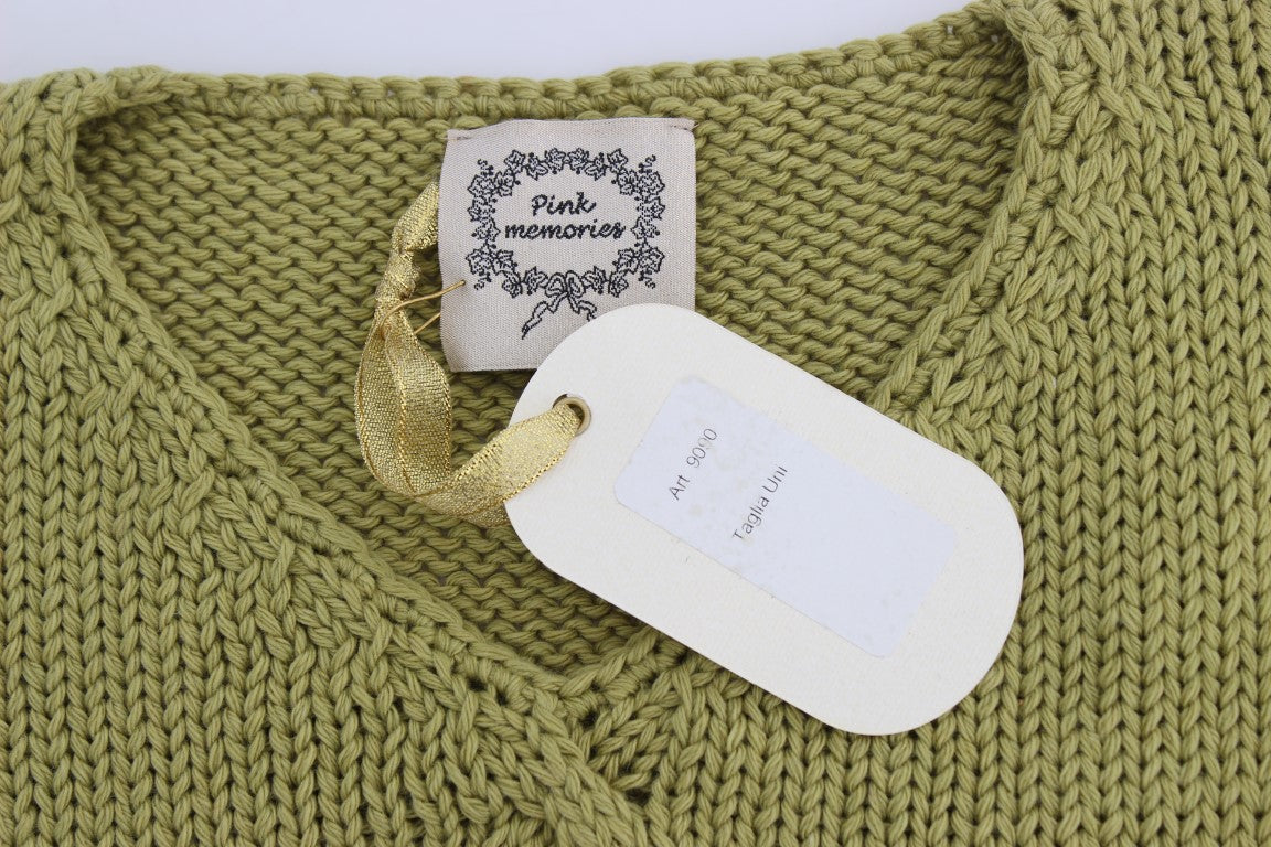 Grüner ärmelloser Strickpullover aus Baumwollmischung