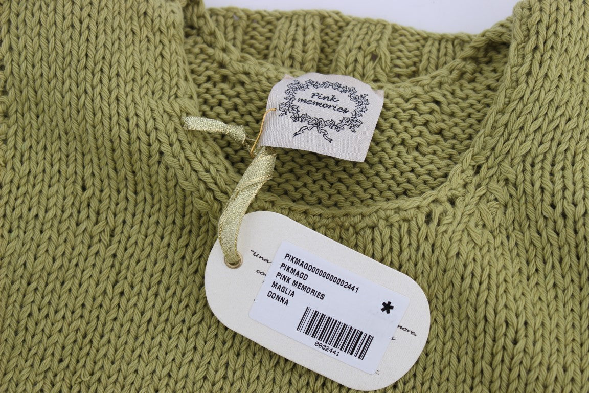 Grüner ärmelloser Strickpullover aus Baumwollmischung