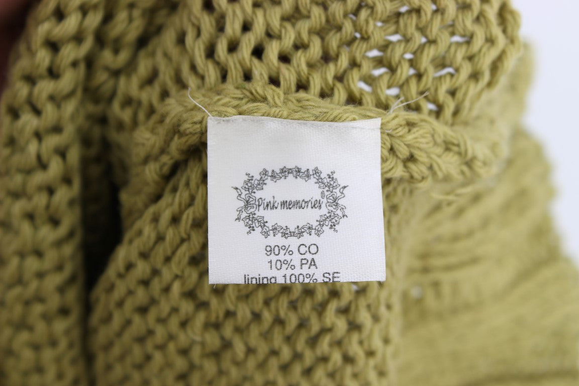 Grüner ärmelloser Strickpullover aus Baumwollmischung