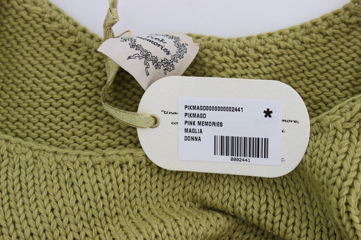 Grüner ärmelloser Strickpullover aus Baumwollmischung
