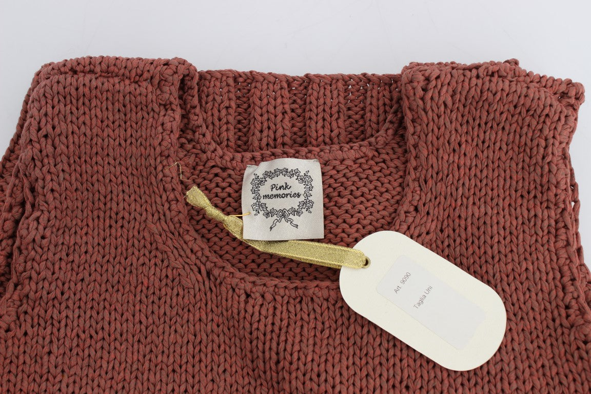 Roter ärmelloser Strickpullover aus Baumwollmischung