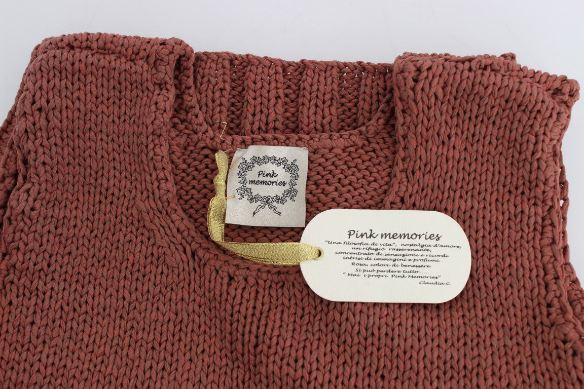 Roter ärmelloser Strickpullover aus Baumwollmischung