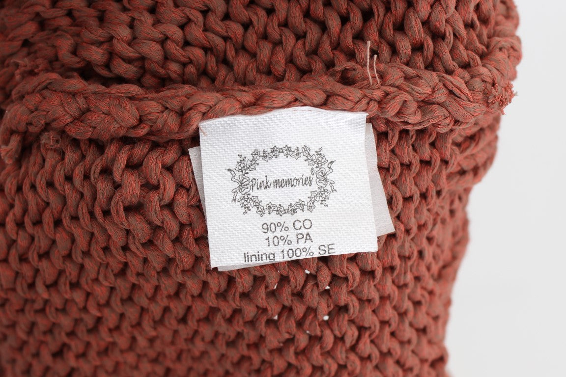 Roter ärmelloser Strickpullover aus Baumwollmischung