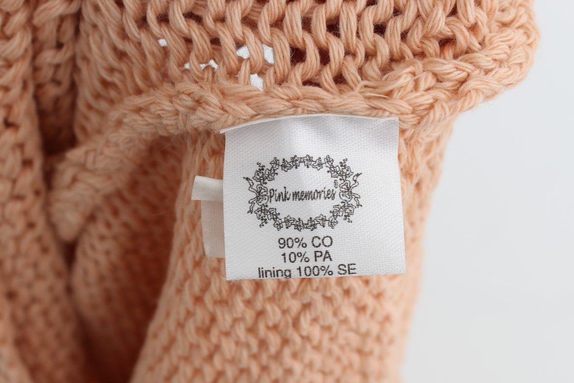 Rosafarbener ärmelloser Strickpullover aus Baumwollmischung