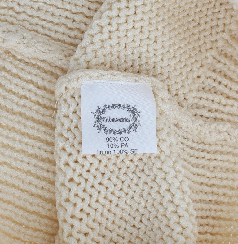 Beigefarbener ärmelloser Strickpullover aus Baumwollmischung