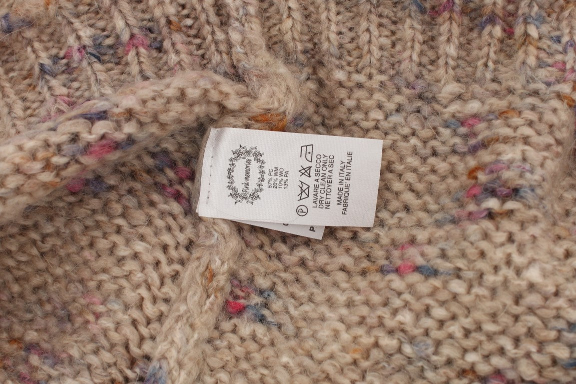 Beigefarbener Oversize-Strickpullover aus Wollmischung