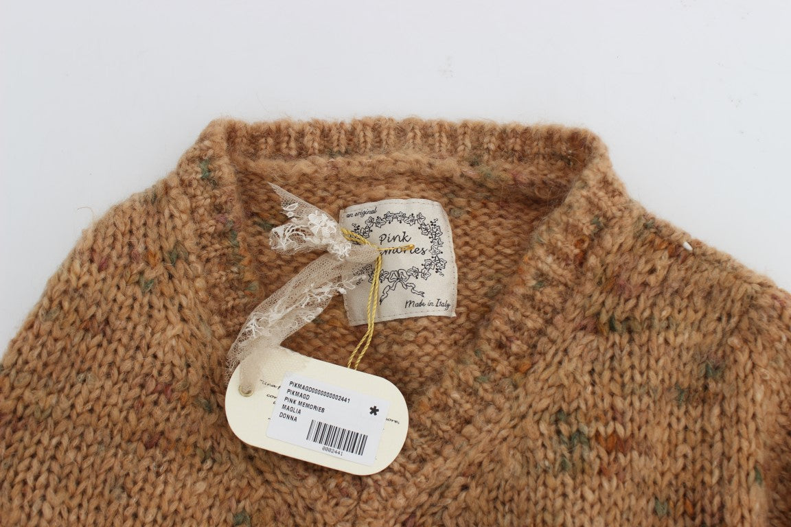 Brauner Oversize-Strickpullover aus Wollmischung