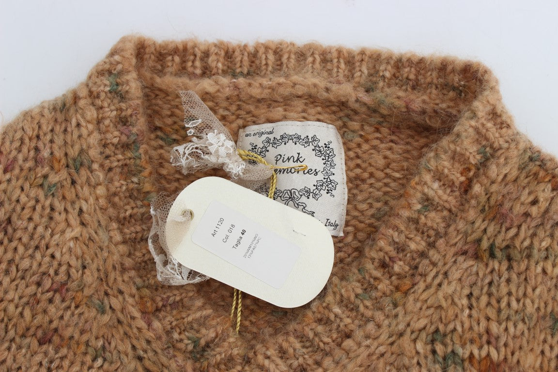 Brauner Oversize-Strickpullover aus Wollmischung