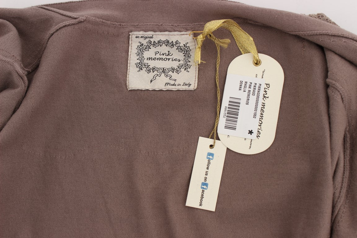 Lilafarbener Cardigan aus Baumwolle mit Spitze