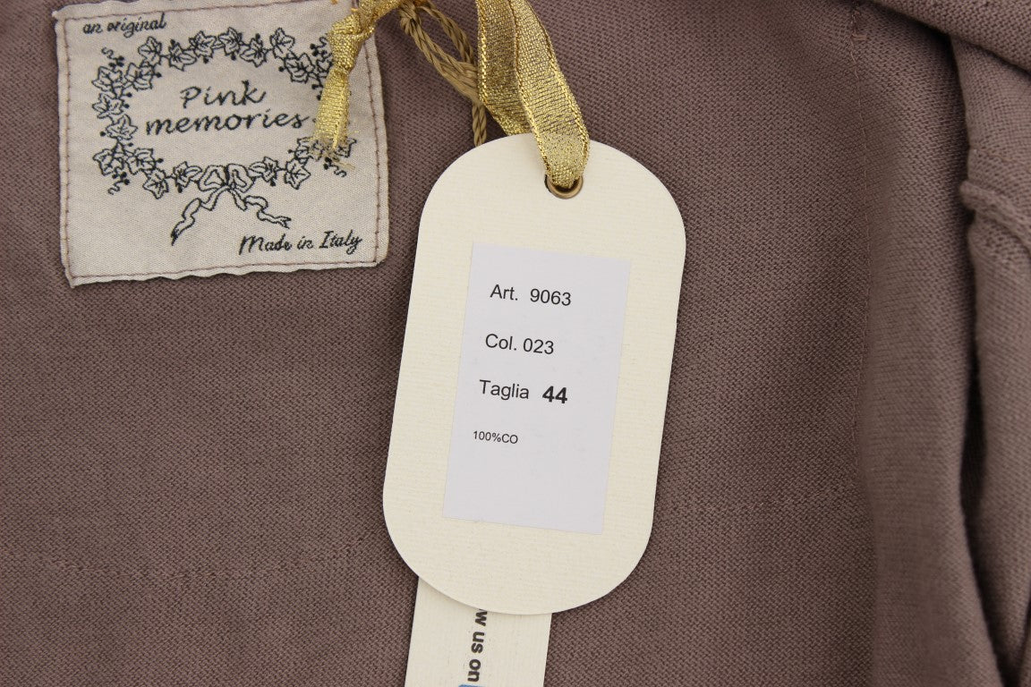 Lilafarbener Cardigan aus Baumwolle mit Spitze