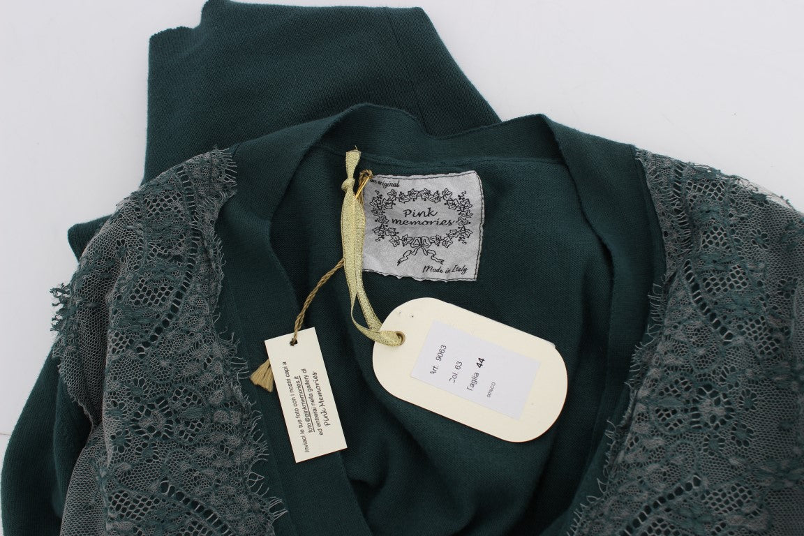 Grüner Cardigan aus Baumwolle mit Spitze