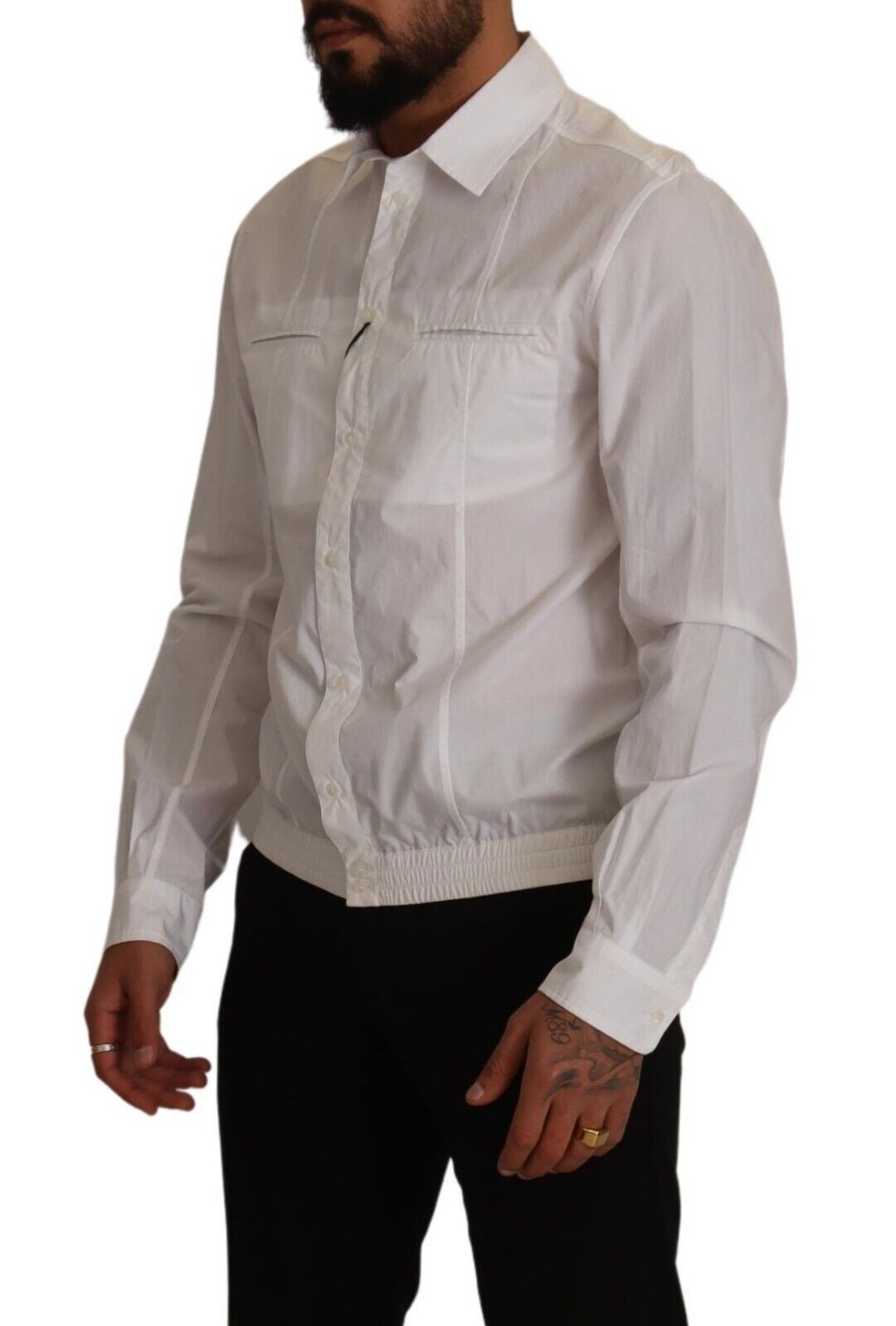 Weißes Button-Down-Hemd aus Baumwolle für Herren