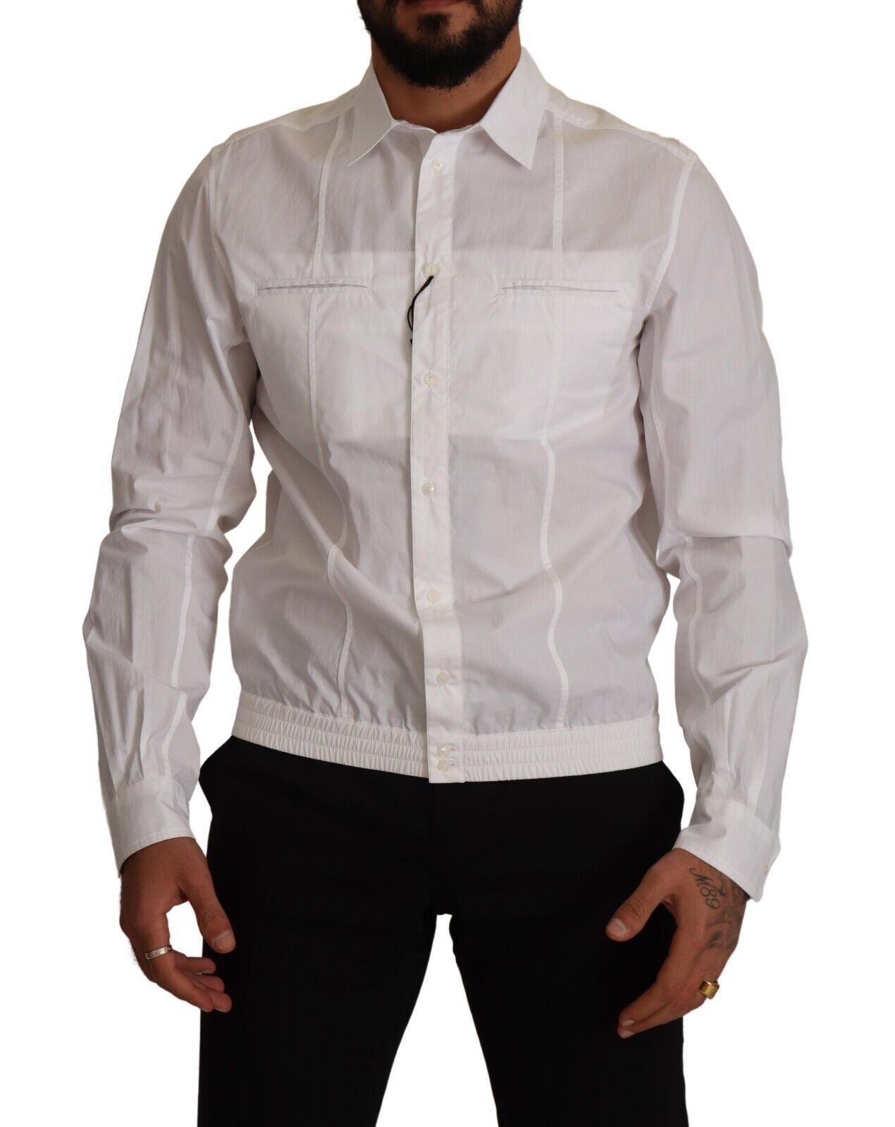 Weißes Button-Down-Hemd aus Baumwolle für Herren