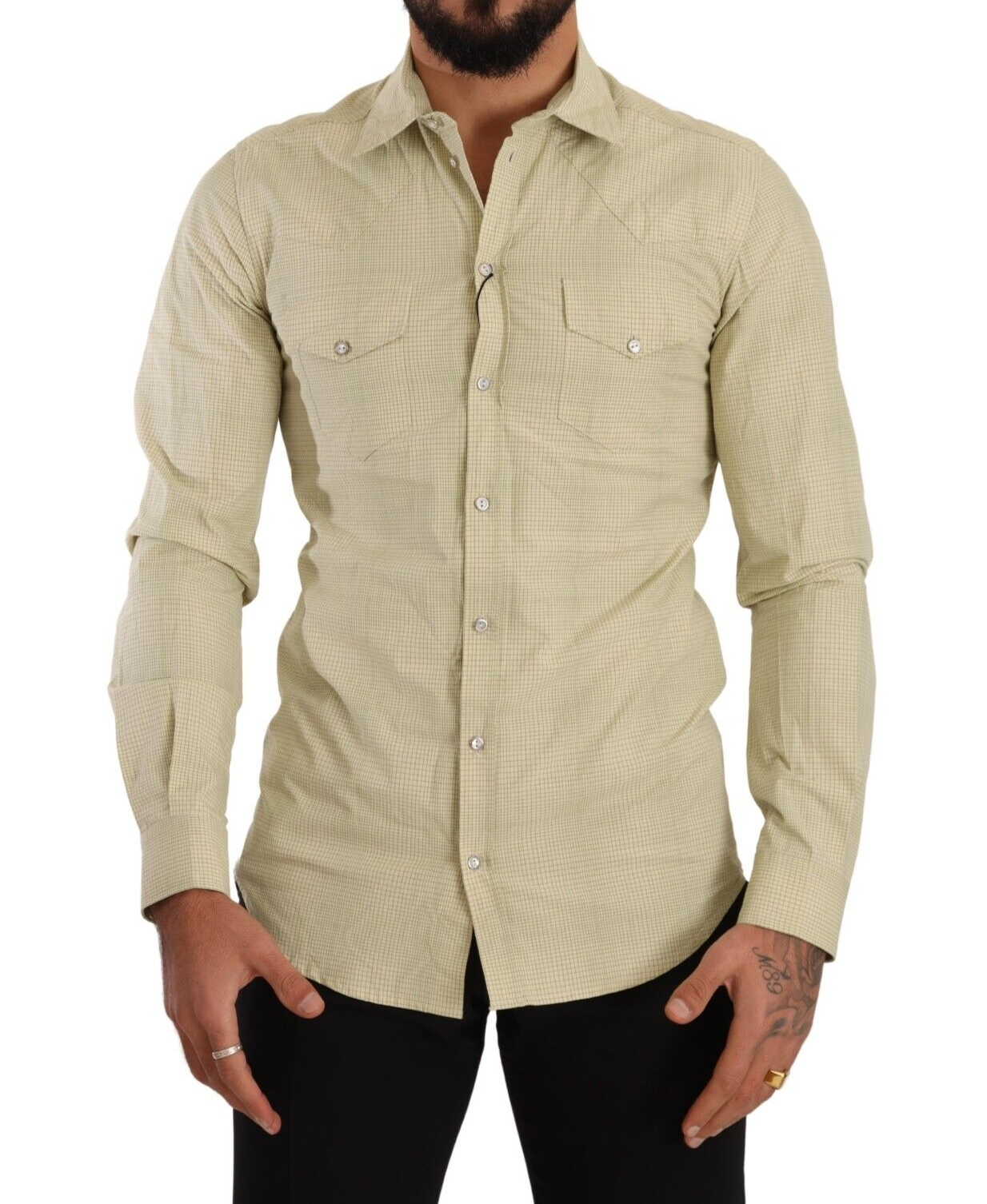 Gelbes SICILIA Slim Fit-Hemd aus Baumwolle