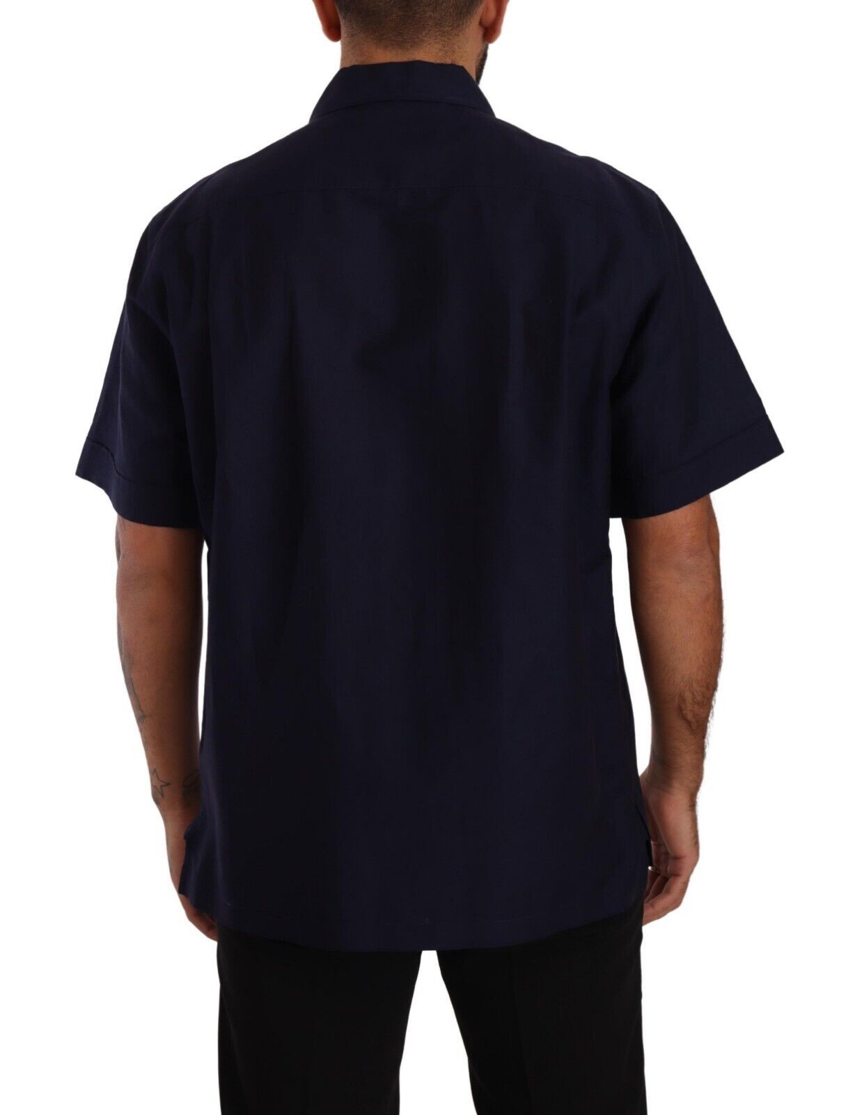 Marineblaues Button-Down-Hemd mit kurzen Ärmeln