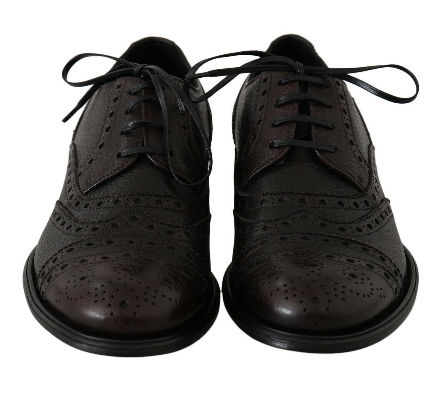 Braune Derby-Schuhe aus Leder mit Flügelkappe