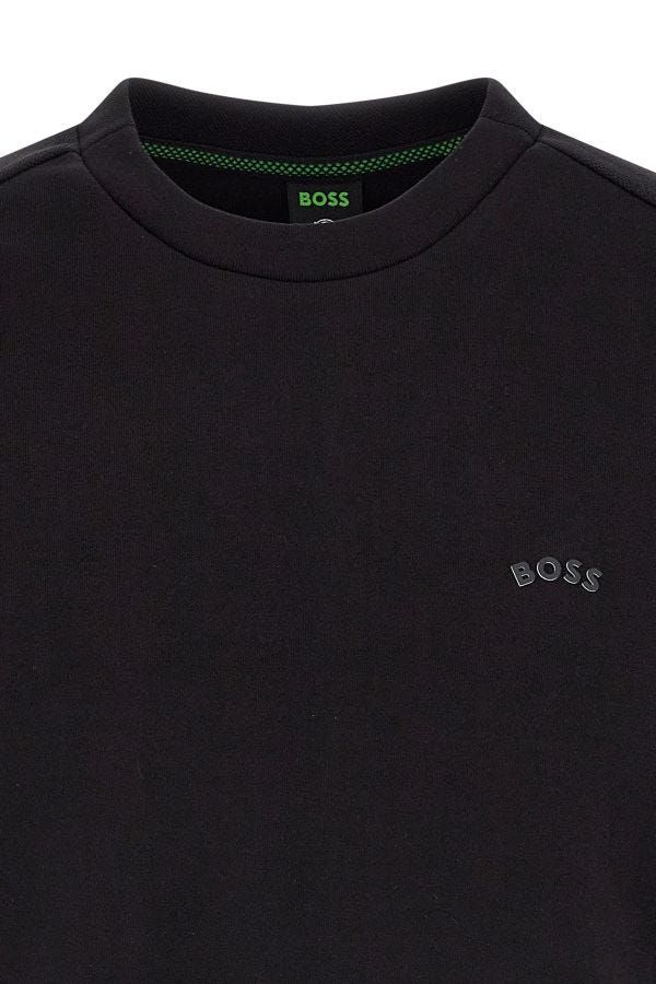 Elegantes schwarzes Rundhals-Sweatshirt aus Baumwolle