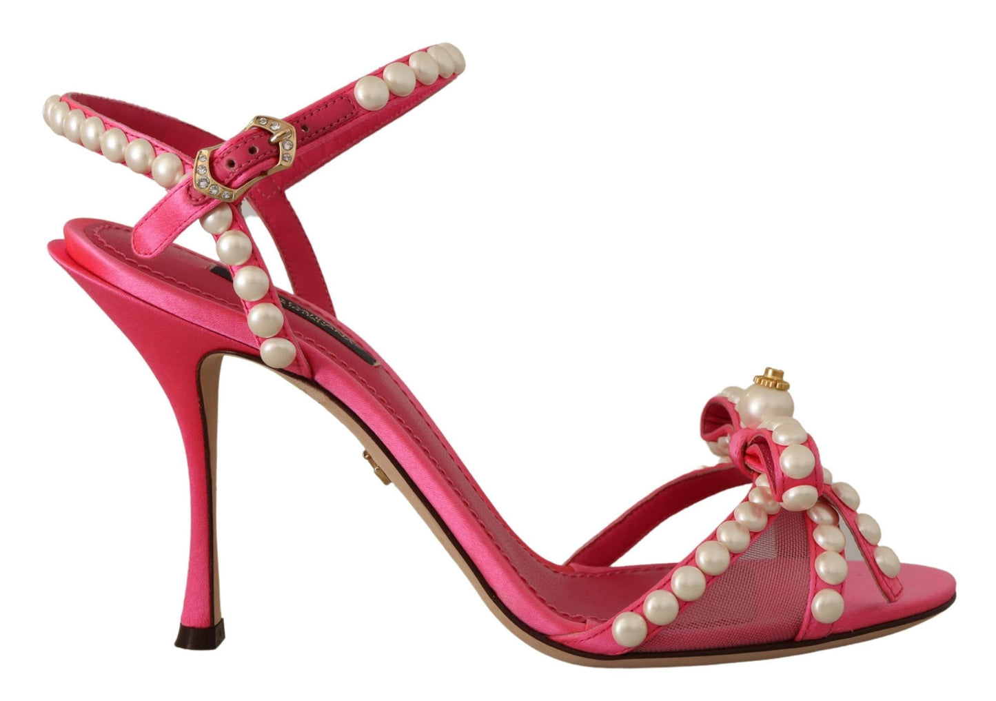 Rosa Satin Weiß Perle Kristalle Heels Schuhe