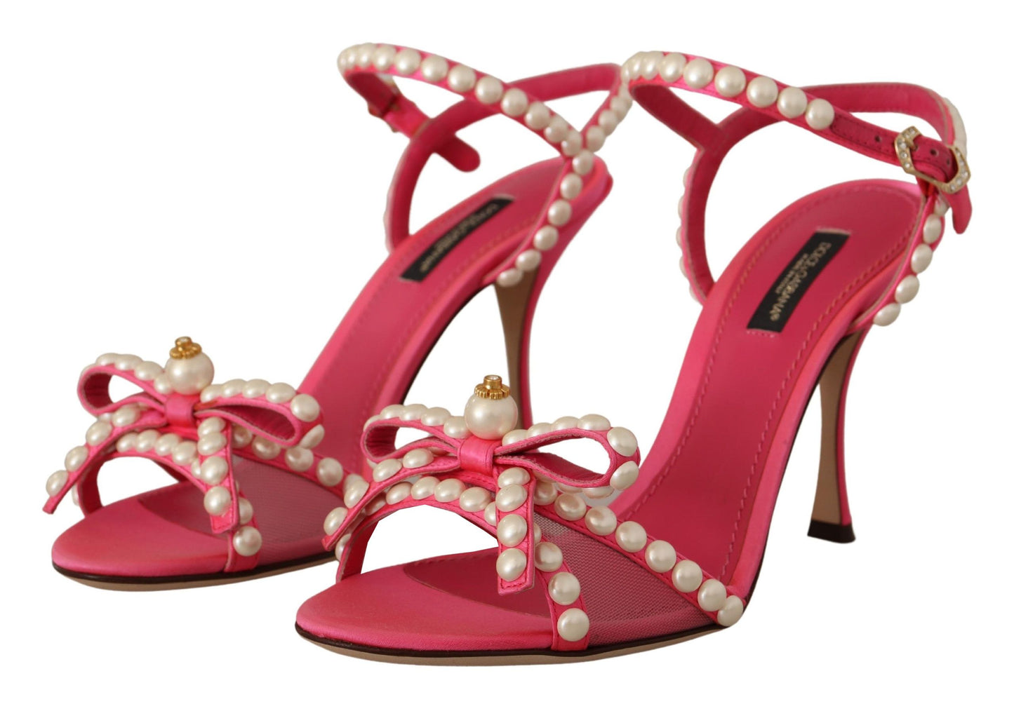 Rosa Satin Weiß Perle Kristalle Heels Schuhe