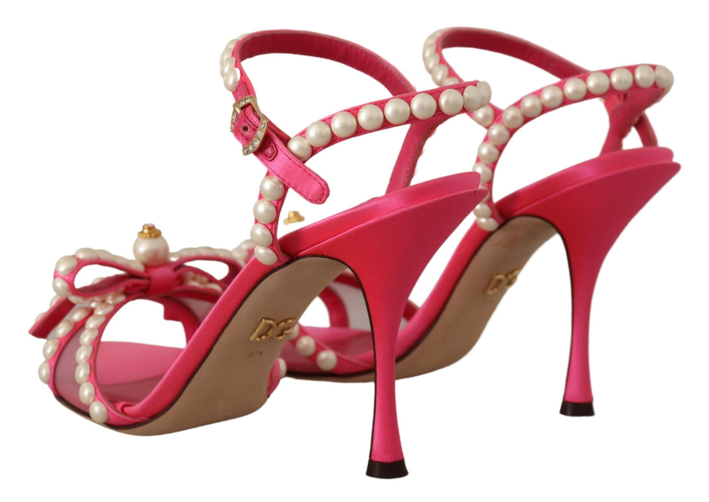 Rosa Satin Weiß Perle Kristalle Heels Schuhe