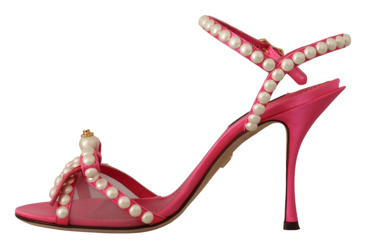 Rosa Satin Weiß Perle Kristalle Heels Schuhe