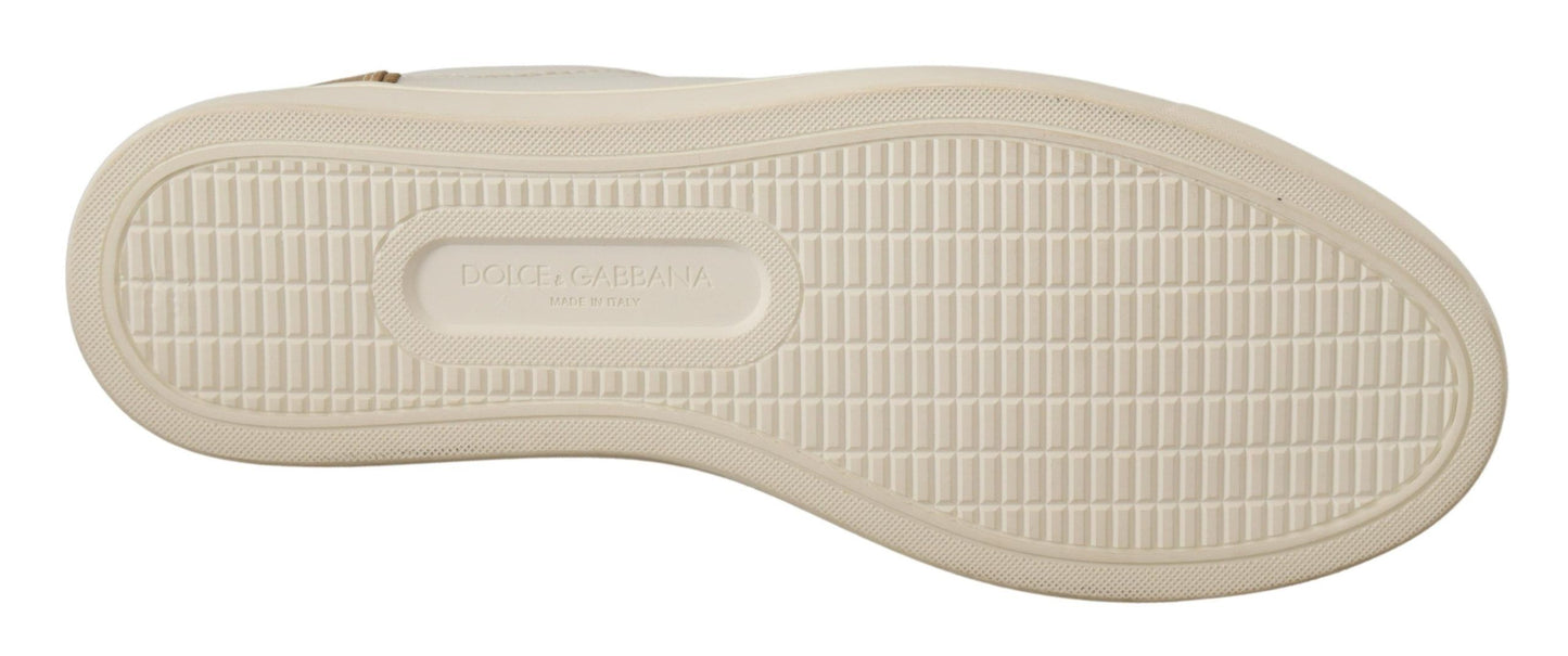 Weißgoldene niedrige Ledersneaker