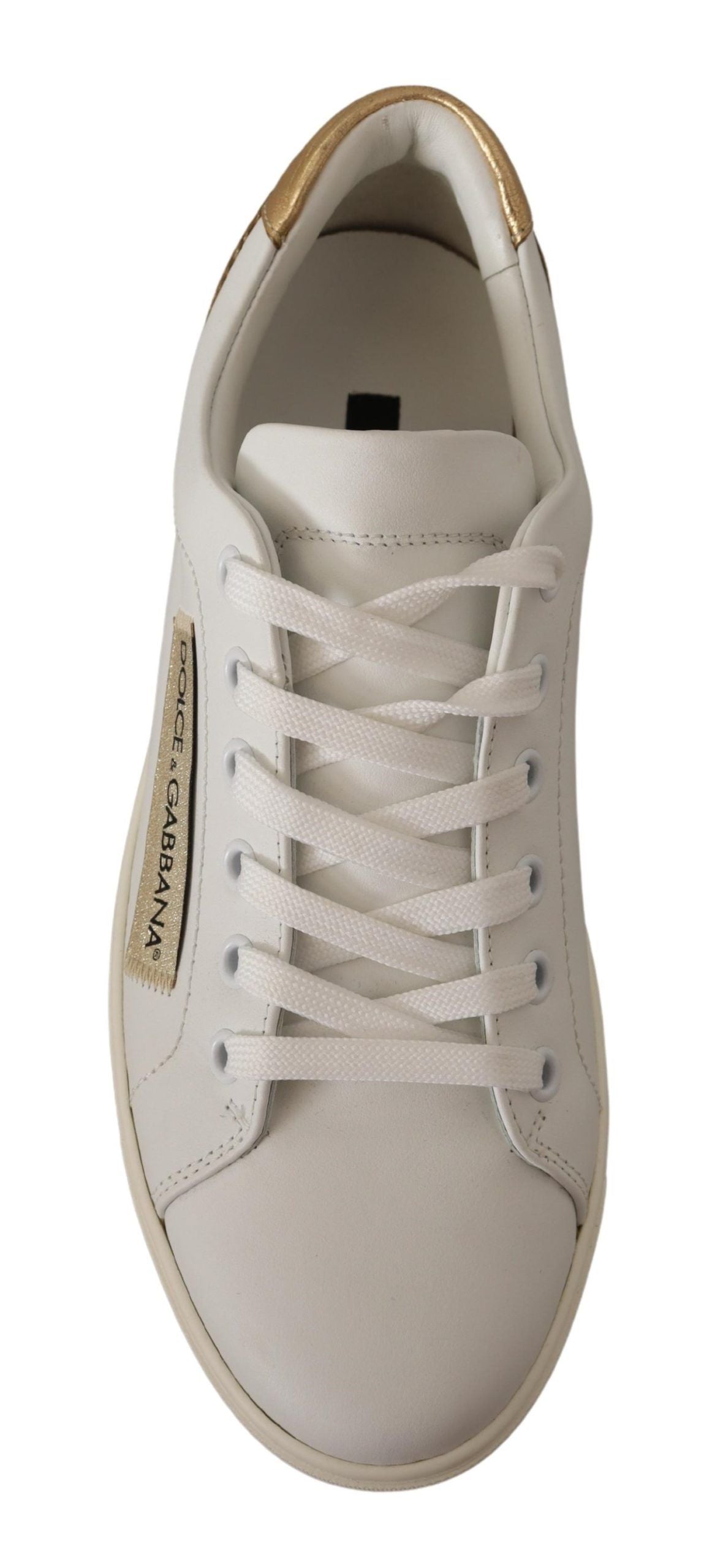 Weißgoldene niedrige Ledersneaker