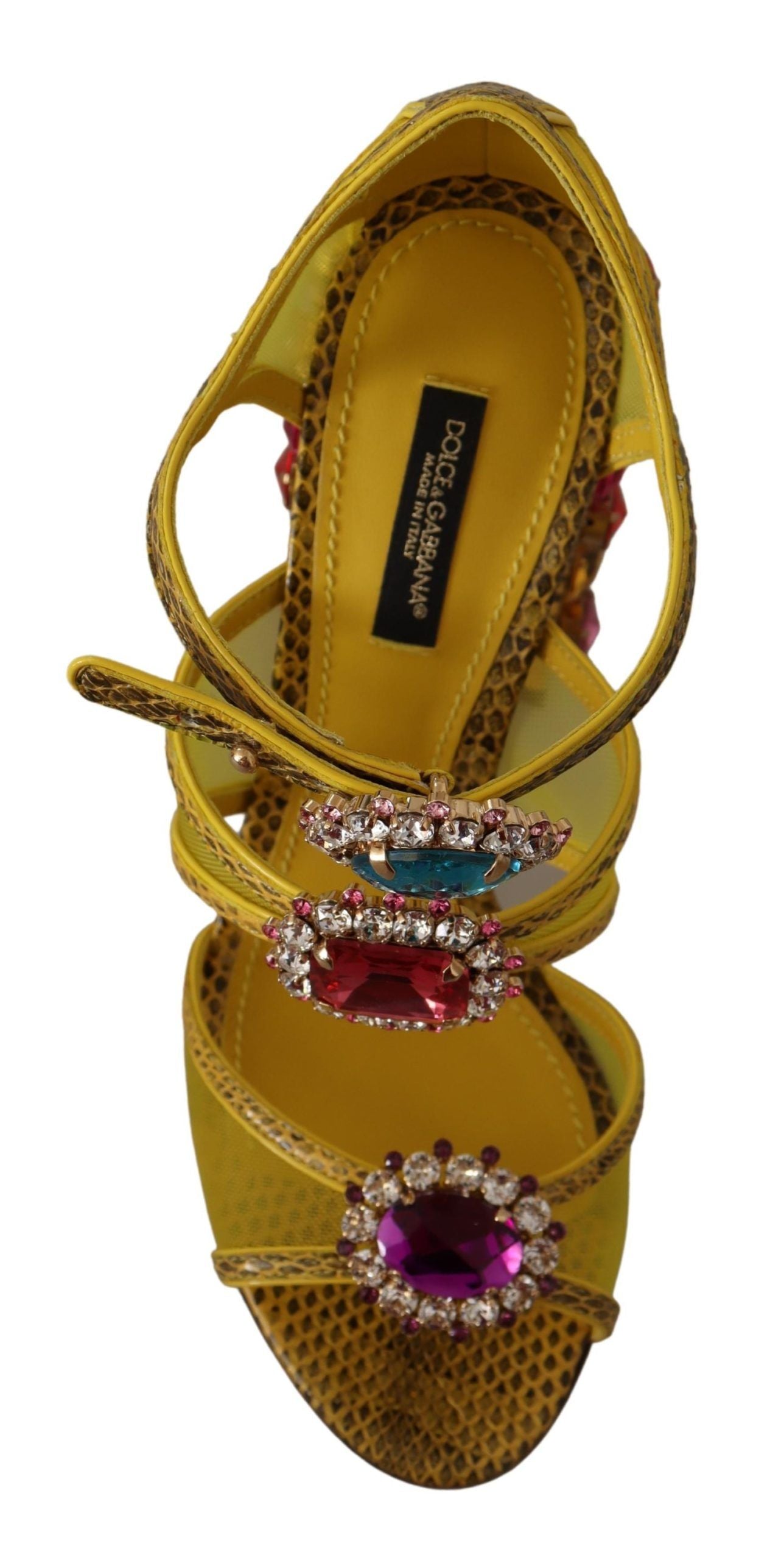 Gelbe Leder Kristall Ayers Sandalen Schuhe