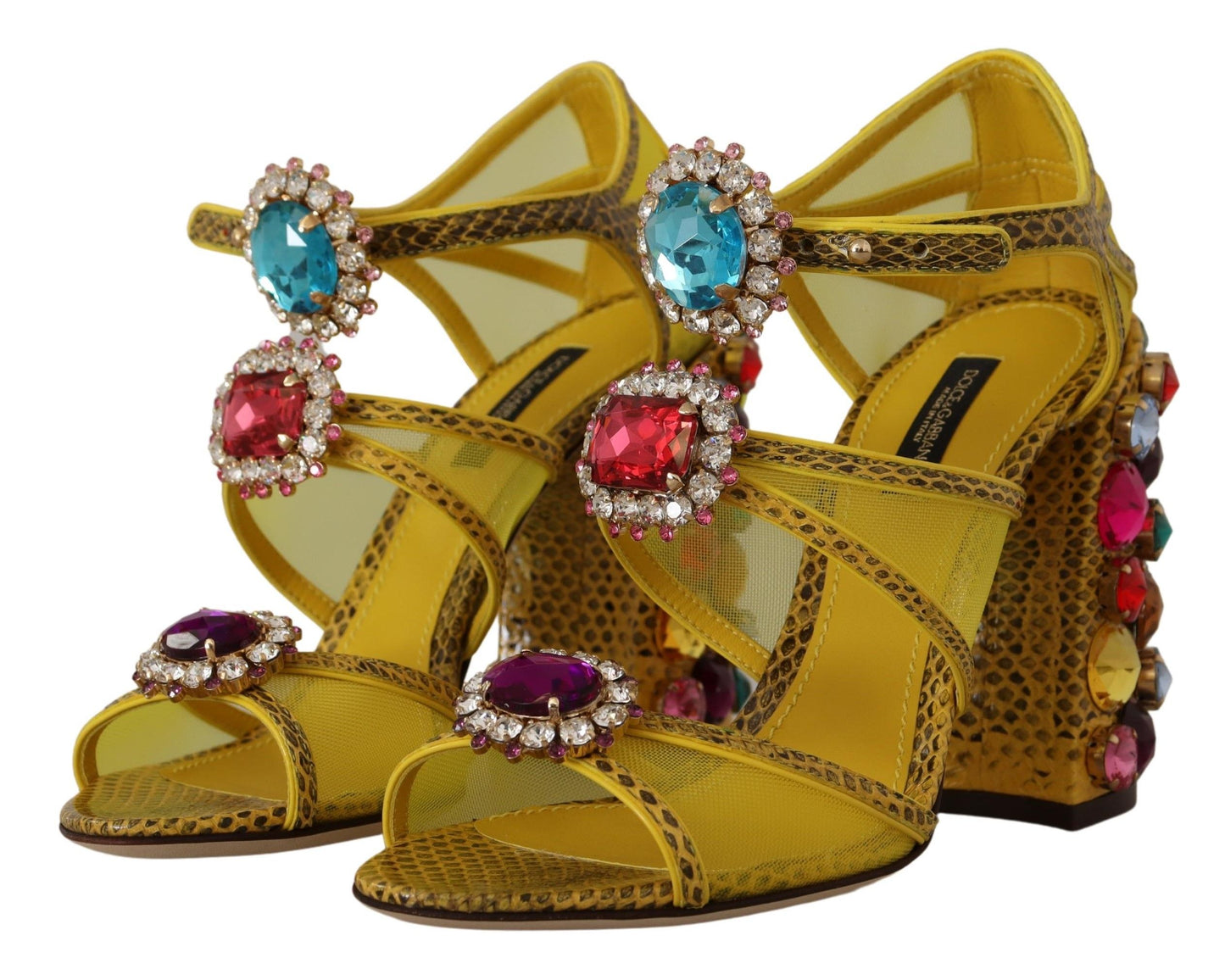 Gelbe Leder Kristall Ayers Sandalen Schuhe