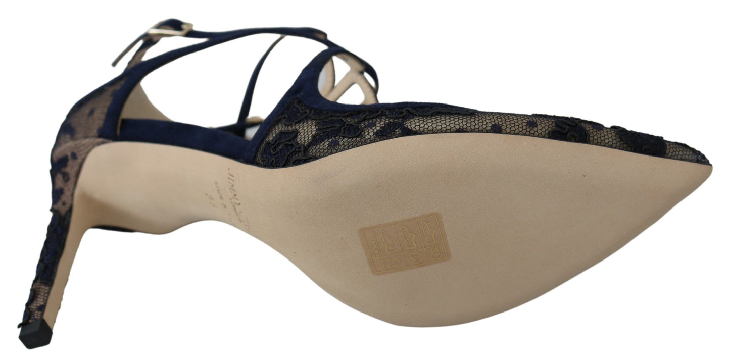 Marineblaue Lancer-Lederpumps – Entfesselte Eleganz