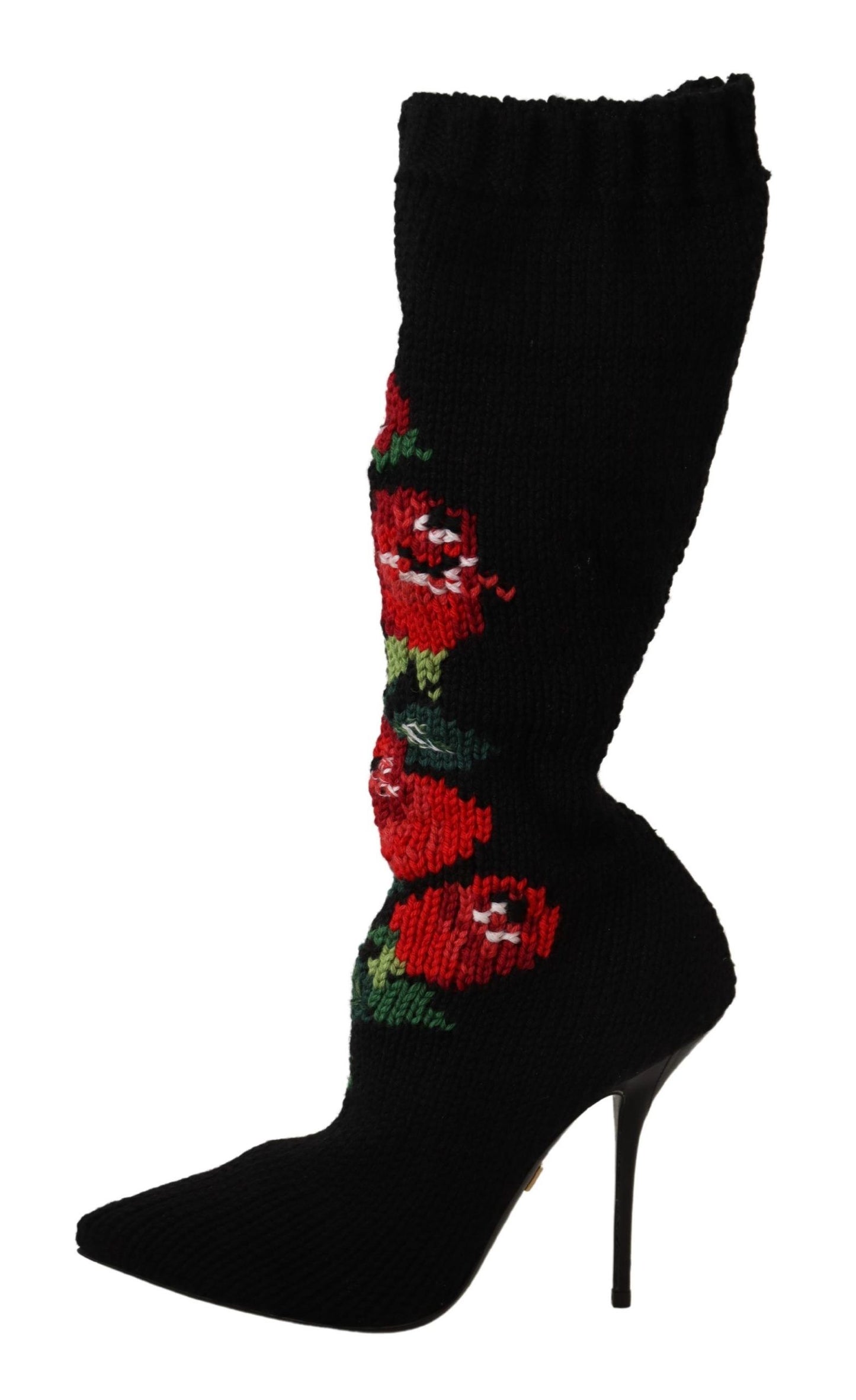 Schwarze Stretch-Socken Rote Rosen Booties Schuhe