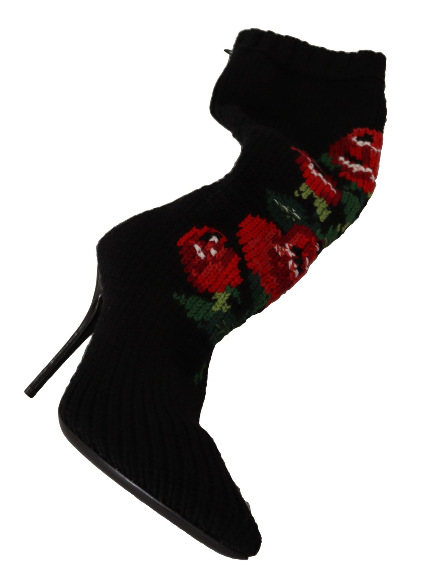 Schwarze Stretch-Socken Rote Rosen Booties Schuhe